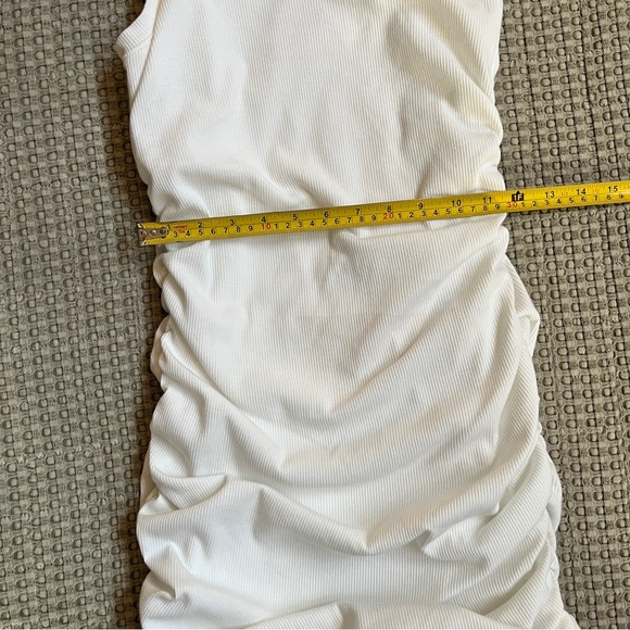 Lulu's White Ribbed Rushed Dress - Picture 3 of 6